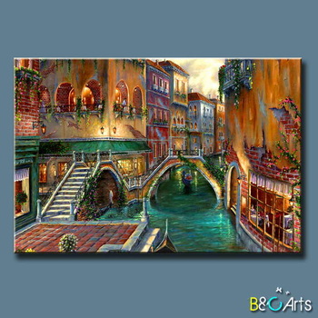 350x350 Handpainted Canvas Italy Charming Venice Landscape Oil Painting - Italian Oil Painting