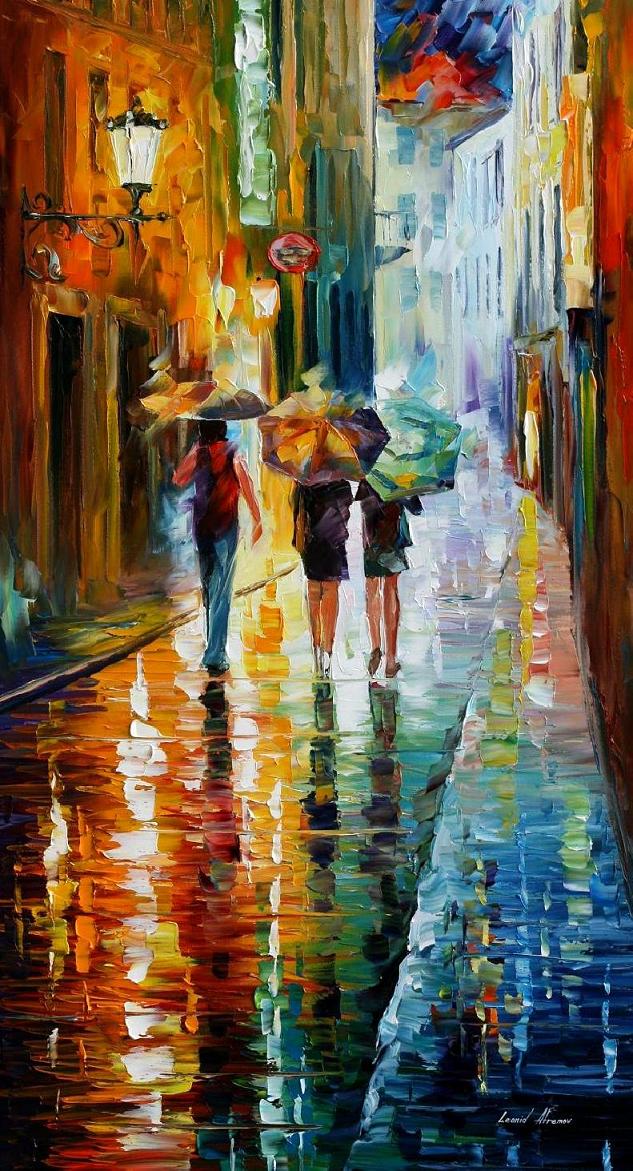 633x1171 Italian Rain Palette Knife Oil Painting On Canvas By Leonid - Italian Oil Painting