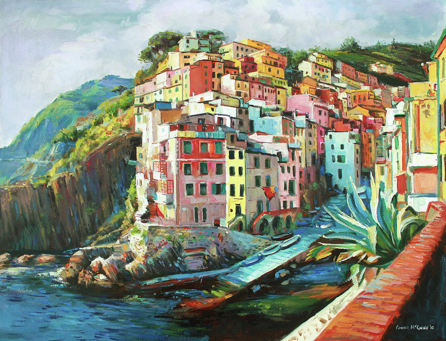 900x689 Riomaggiore Italy Painting By Conor Mcguire - Italian Painting