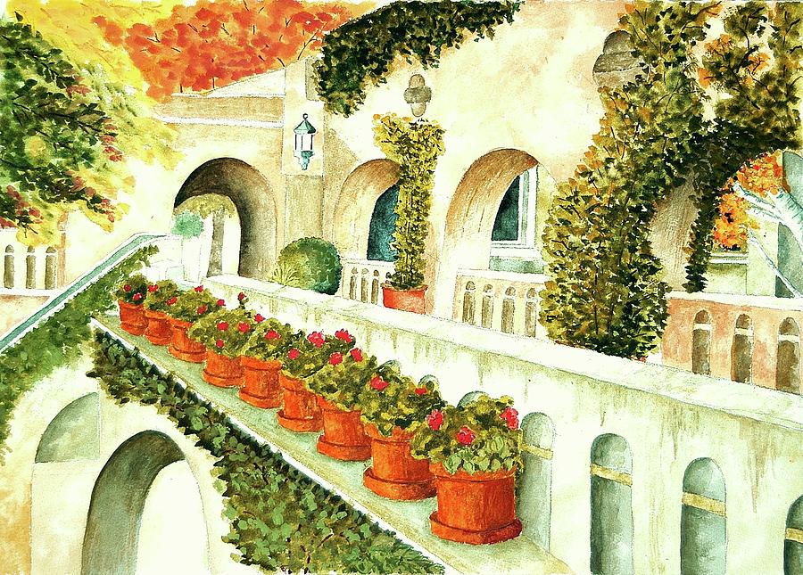 900x645 Italian Villa Garden Painting By Kenneth Imler - Italian Villa Painting