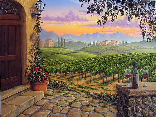 500x375 Italian Villa Painting By Patrick Orourke - Italian Villa Painting