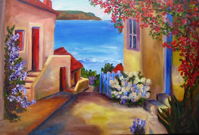 650x442 Italian Villa By Mary Jo Zorad - Italian Villa Painting