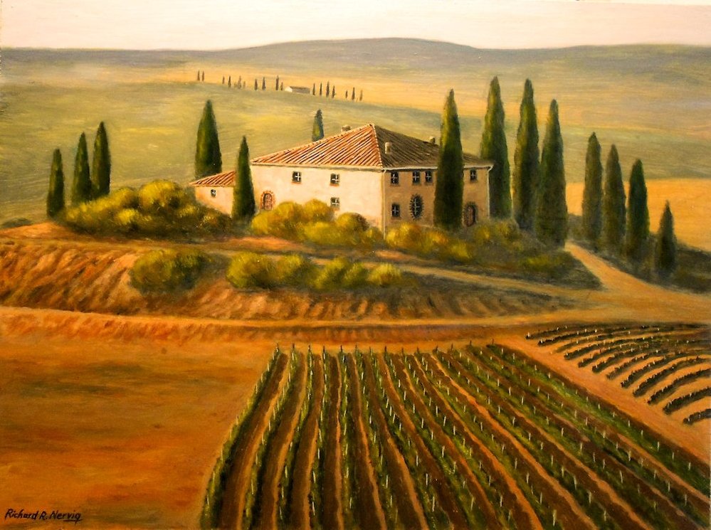 999x745 Paintings For Sale Tuscany Villa Artsyhome - Italian Villa Painting
