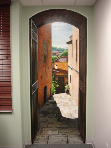 378x504 Interior Doorway To Italy Wall Painting Sf Bay Area Muralist - Italian Wall Painting