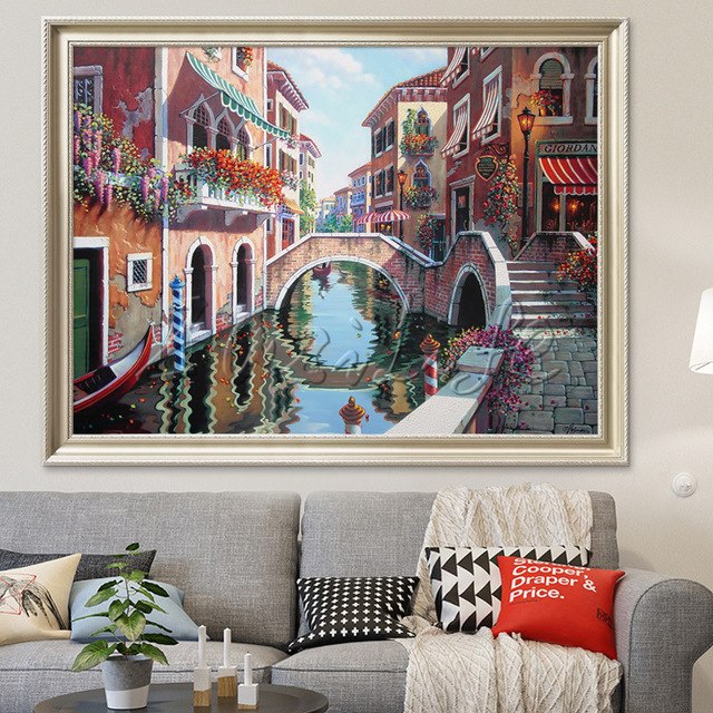 640x640 Canvas Painting Italian Venice Landscape Oil Painting Wall Art - Italian Wall Painting