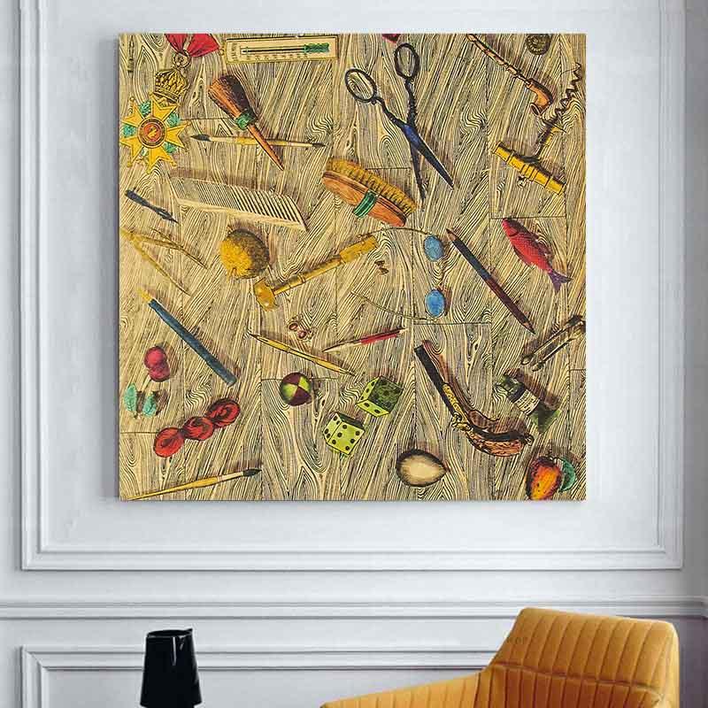 800x800 Classic Italian Fornasetti Frameless Canvas Printed Wall Art - Italian Wall Painting