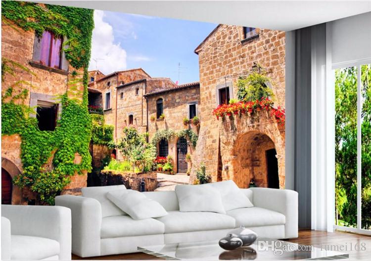 750x528 Custom Mural 3d Wallpaper Italian Town Of Europe Home Decoration - Italian Wall Painting