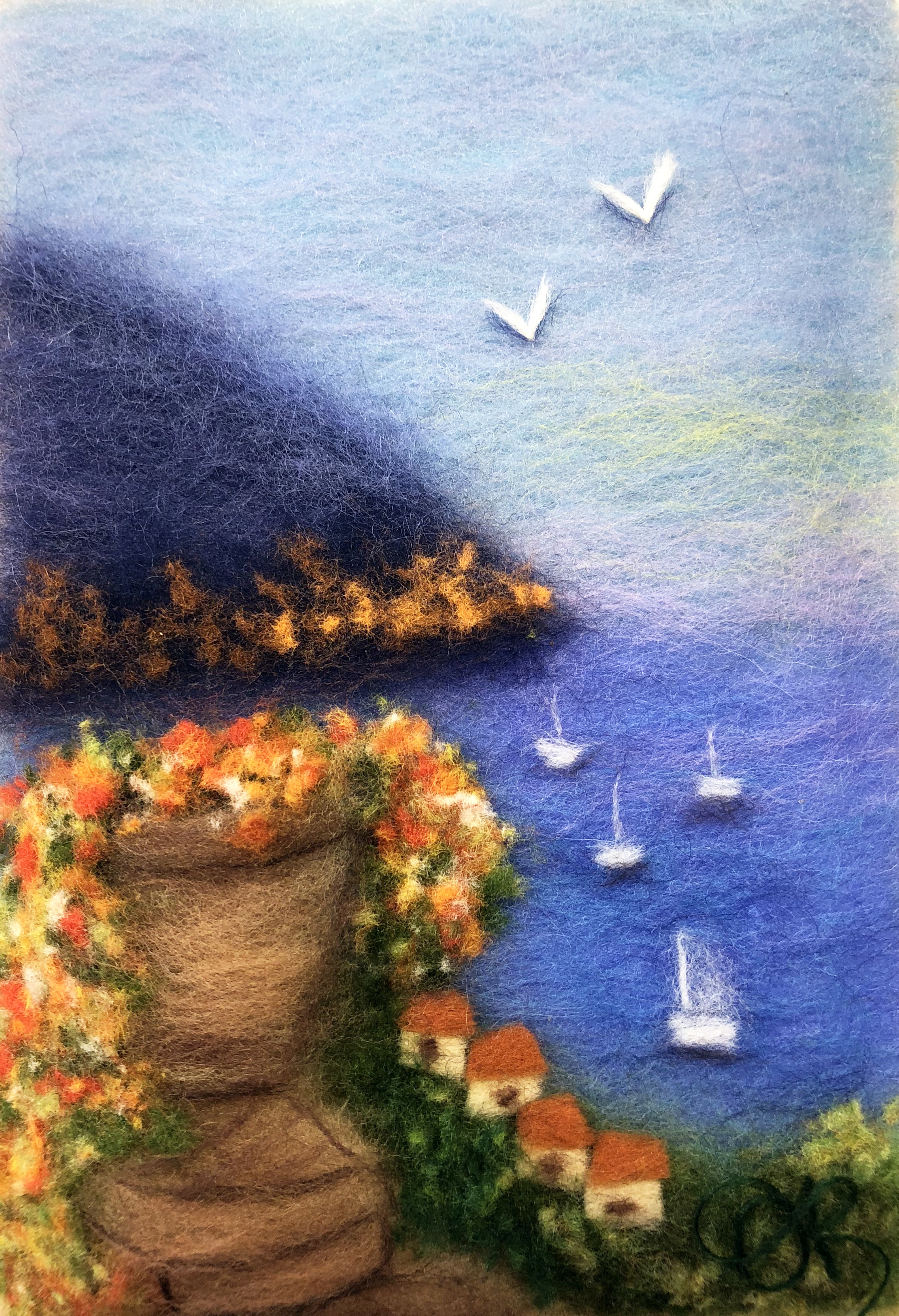 2642x3866 Italy Shore (7x5) Wool Painting Wool Paintings By Oksana Ball - Italy Painting