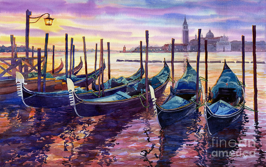 900x565 Italy Venice Early Mornings Painting By Yuriy Shevchuk - Italy Painting