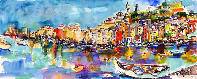 650x263 Portovenere Italy Original Painting By Ginette Cal By Ginette Callaway - Italy Painting