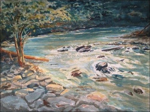 500x373 Painting Six Mile Creek, Ithaca (Original Art By Nari Mistry) - Ithaca Painting