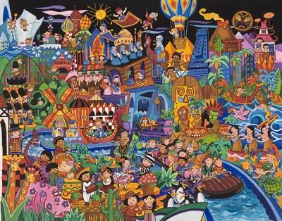 400x314 A Small World!) Travel On Cloud 9 - Its A Small World Painting