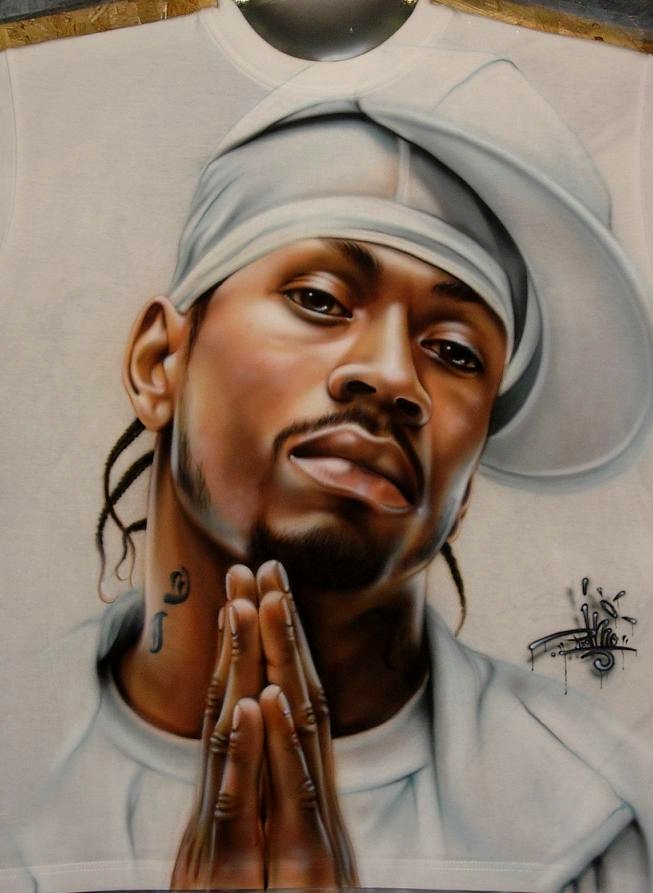 653x893 Allen Iverson Airbrush T Shirt By Primoone - Iverson Painting