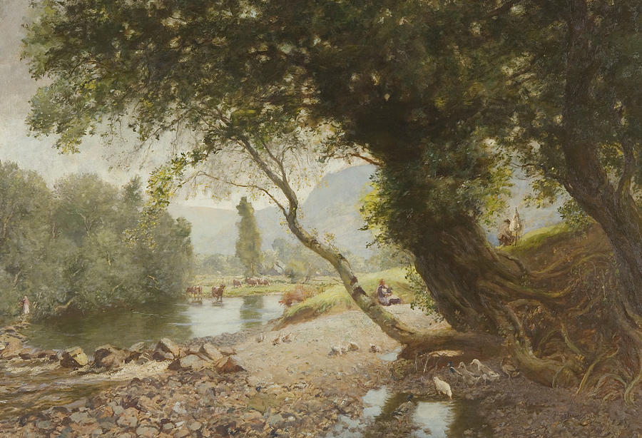 900x614 The Ivy, The Oak And The Bonnie Birken Tree Painting By David Murray - Ivy Painting