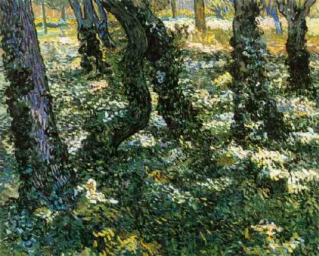 630x505 Tree Trunks With Ivy Painting Vincent Van Gogh Oil Paintings - Ivy Painting