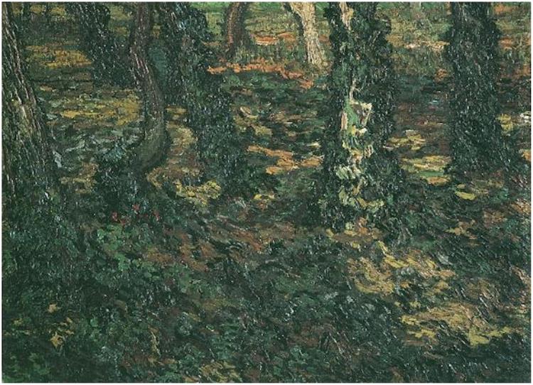 750x542 Tree Trunks With Ivy By Vincent Van Gogh - Ivy Painting