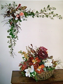 258x346 Ivy Wall Painting With 3d Flowers By Vivian Haworth - Ivy Painting