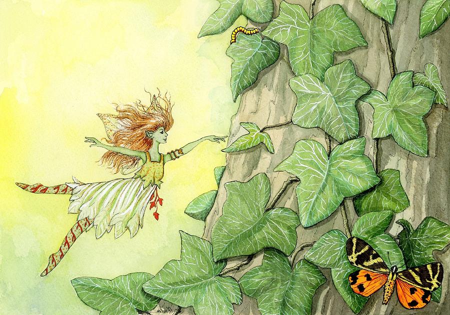 900x629 Ivy Fairy And The Inchworm Painting By Pamela Harden - Ivy Painting