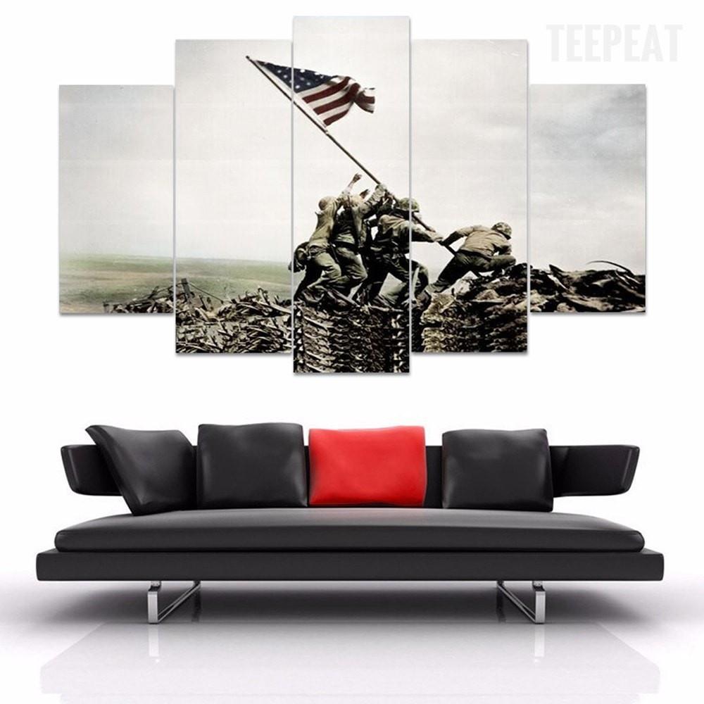 1000x1000 Raising The Flag - Iwo Jima Flag Raising Painting