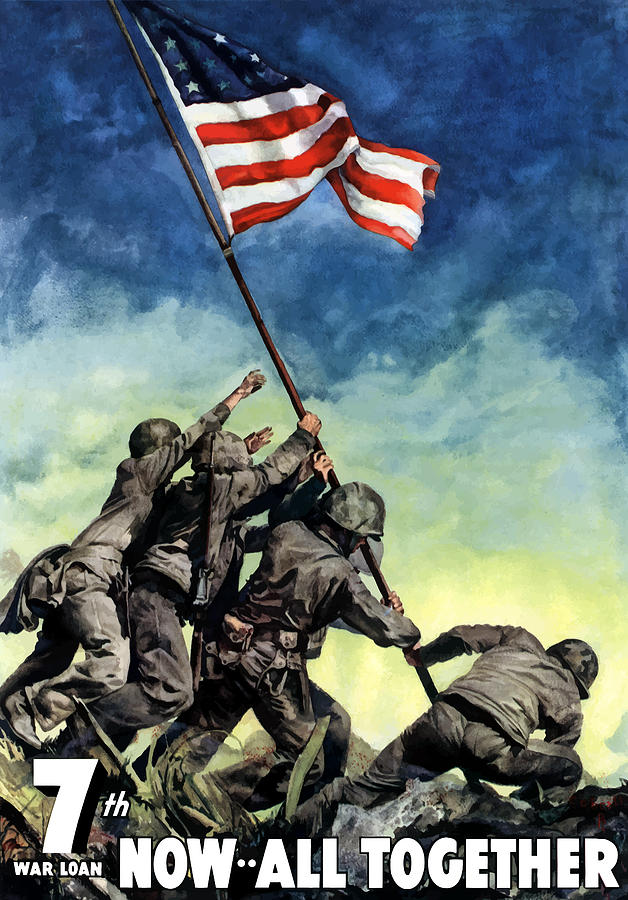 628x900 Raising The Flag On Iwo Jima Painting By War Is Hell Store - Iwo Jima Flag Raising Painting