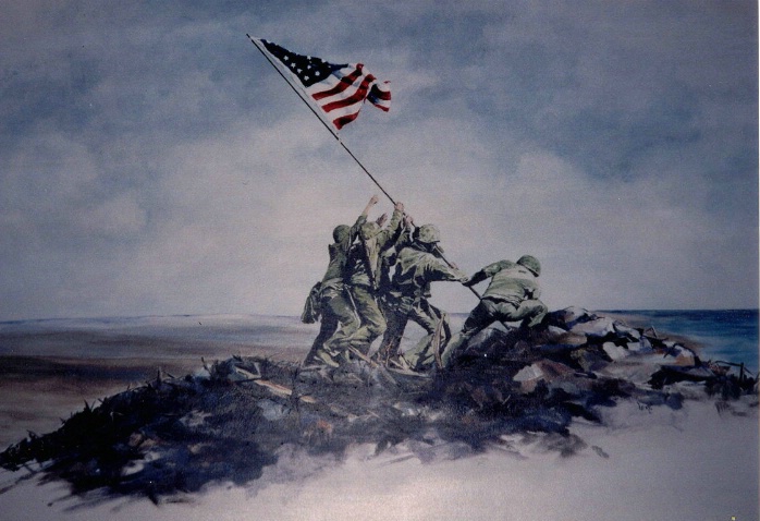 698x478 The Raising Of The Flag - Iwo Jima Flag Raising Painting