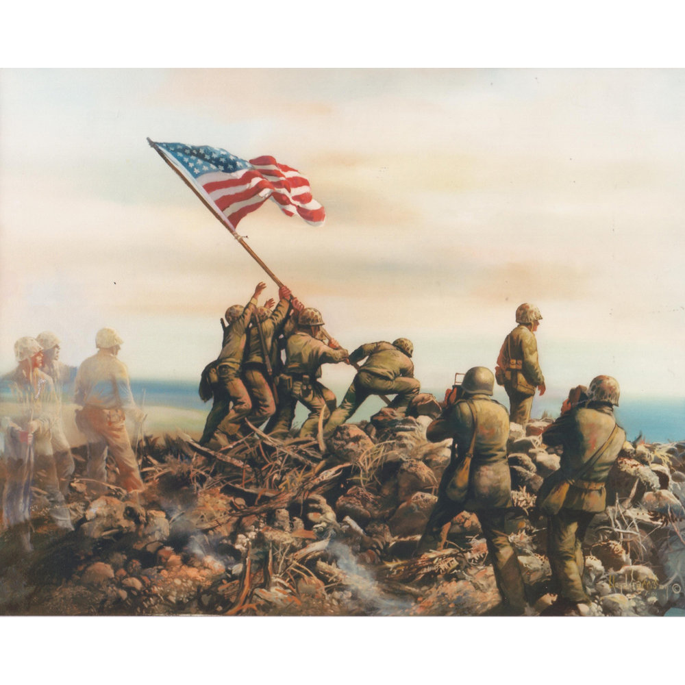 1000x1000 Unframed Iwo Jima Print - Iwo Jima Flag Raising Painting