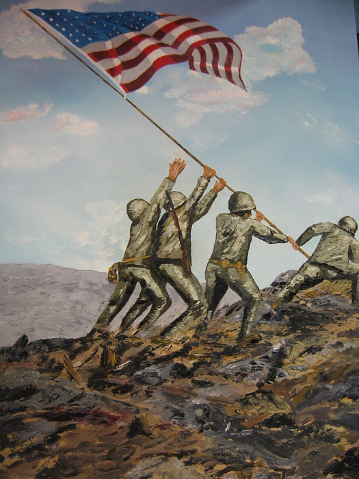 525x700 Iwo Jima Painting By Brian Hustead - Iwo Jima Painting