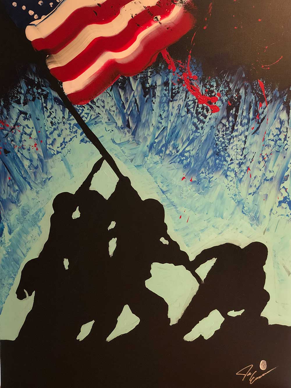 1000x1333 Original Joe Everson Painting Prize Drawing Ticket Ems Pro - Iwo Jima Painting