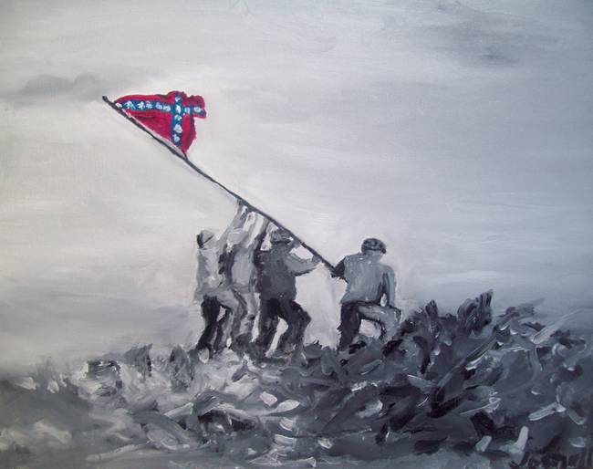 650x514 Confederates On Iwo Jima By Justin Myers - Iwo Jima Painting