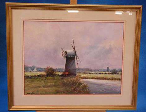 470x360 Oil Painting, `good Morning Norfolk (River Thurne), Bearing - J Allen Oil Painting