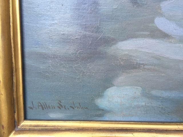 640x480 Antique 1929 Vintage Oil Painting Venetian Canal J. Allen St. John - J Allen Oil Painting