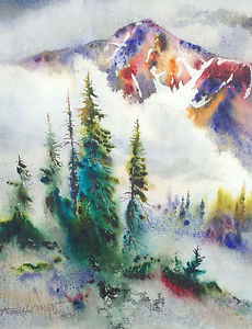 230x300 Thomas J. Owen Toward Holy Cross Original Watercolor Painting - J Thomas Painting