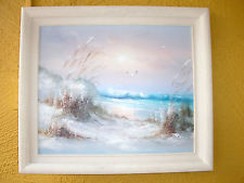 225x169 Vintage Oil On Canvas Beach Scape Painting By J. Thompson - J Thompson Oil Painting