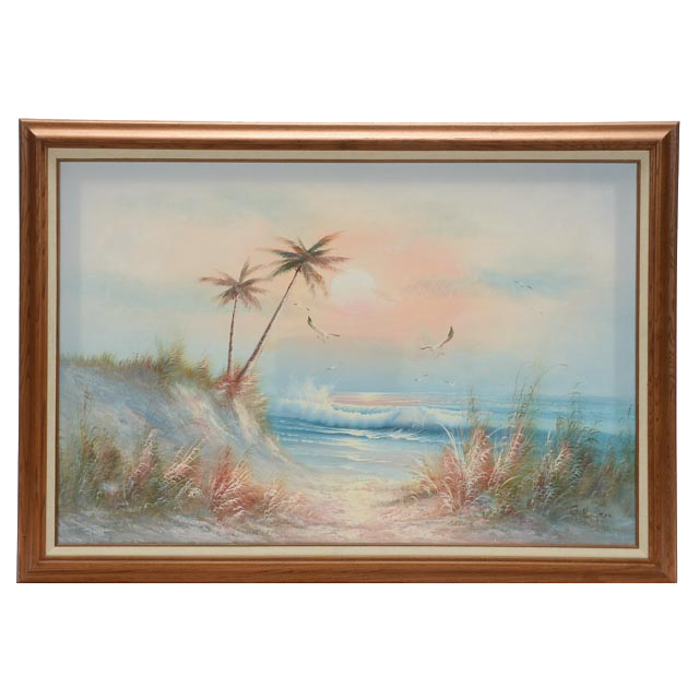 640x640 J. Thompson Original Coastal Oil Painting On Canvas Ebth - J Thompson Oil Painting