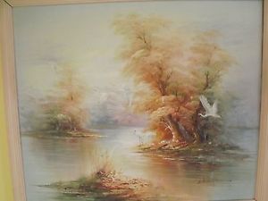300x225 J.thompson Oil Painting Egret Wetland 24 X 20 Ebay - J Thompson Oil Painting