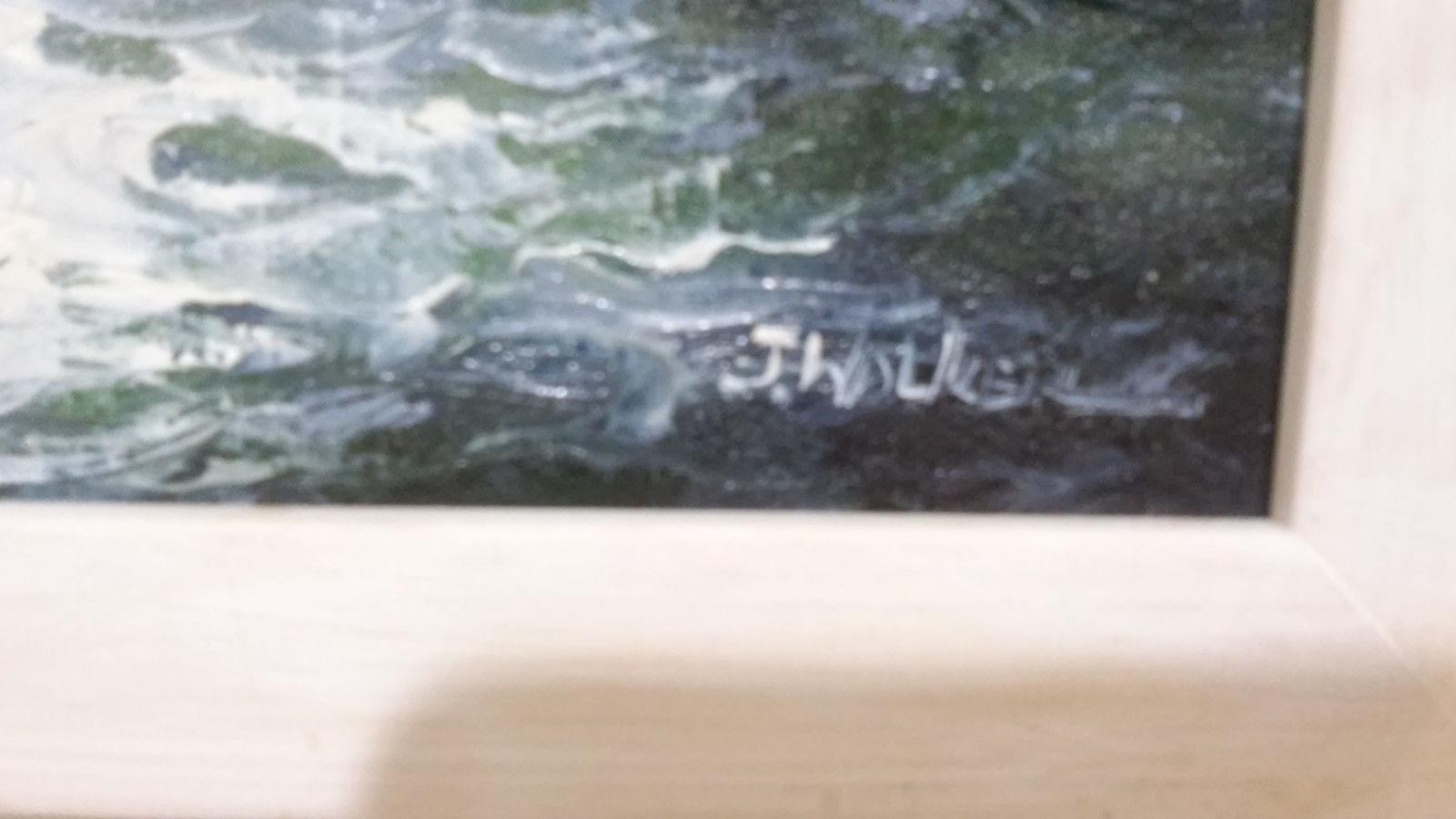 1600x900 Vtg Signed J. Walker Ocean Seascape Oil Painting White Frame 8x10 - J Walker Painting