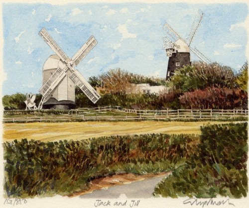 500x418 Jack And Jill Windmills Art Print By Glyn Martin - Jack And Jill Painting