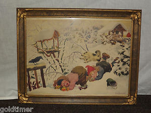 300x225 Vintage Art Framed F Rojankovsky Jack Amp Jill 1940s Print Ebay - Jack And Jill Painting