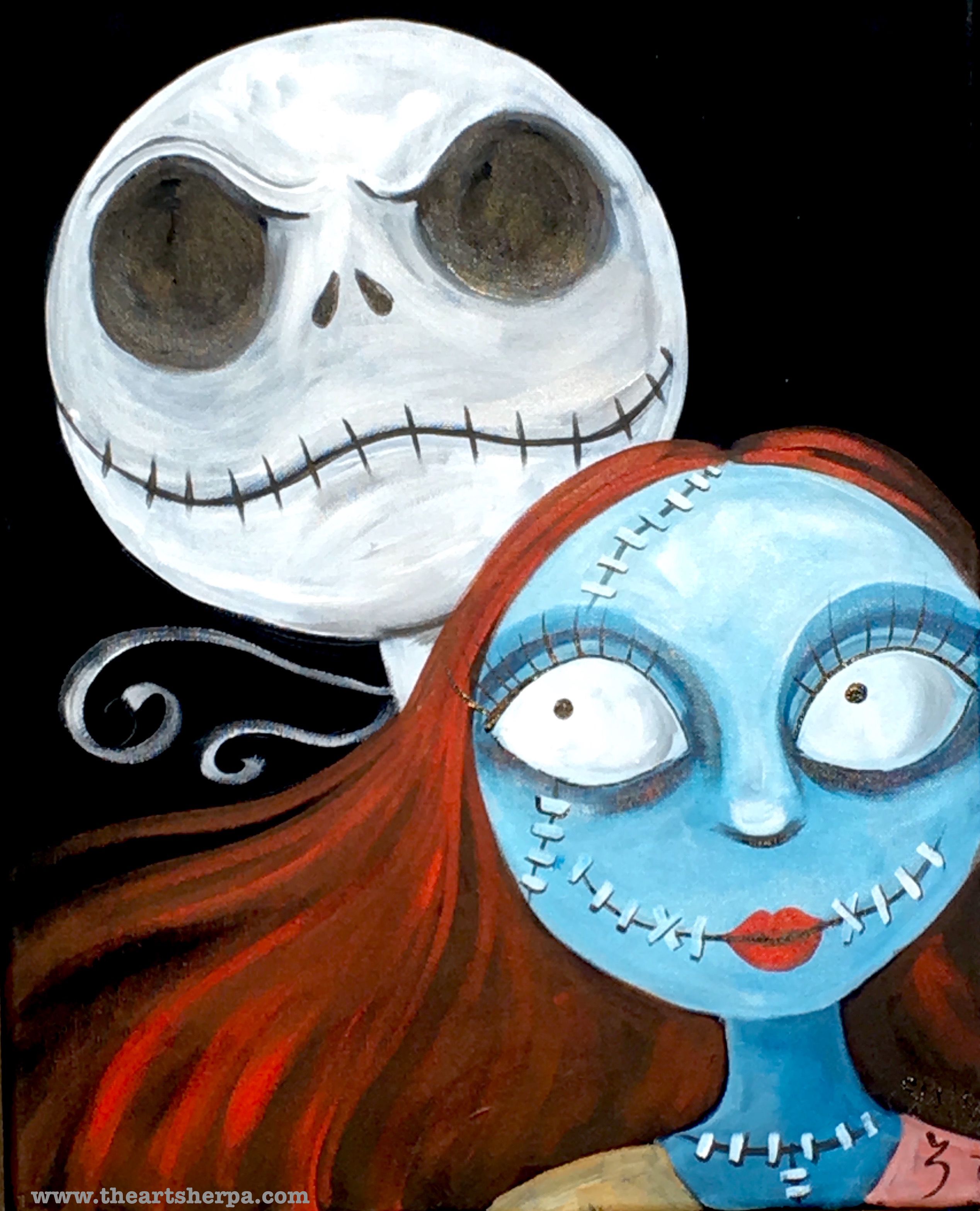 2536x3133 Jack And Sally Skellington Painting On Canvas Fan Art - Jack And Sally Painting