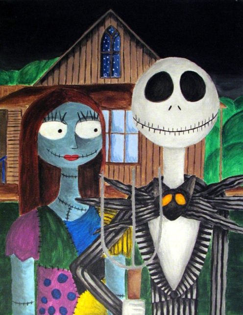 496x644 Jack And Sally By Willowsniffles - Jack And Sally Painting