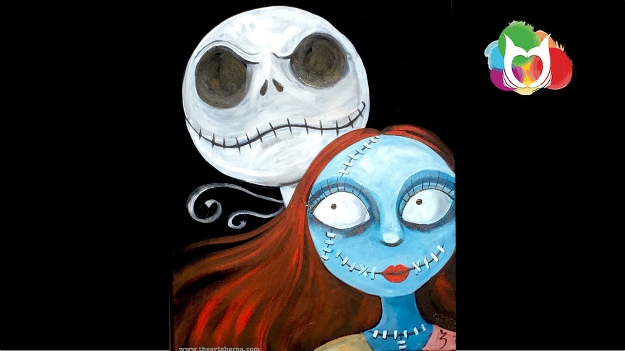 1280x720 Jack And Sally In Love Acrylic Painting Tutorial For Beginners - Jack And Sally Painting