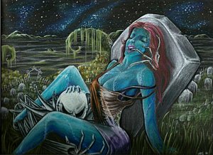 300x218 Nightmare Before Christmas Paintings Fine Art America - Jack And Sally Painting
