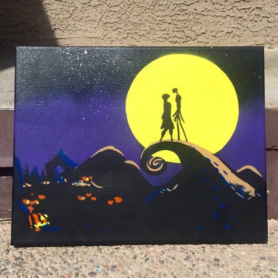 570x570 Nightmare Nightmare Before Christmas Stencil Art Painting - Jack And Sally Painting