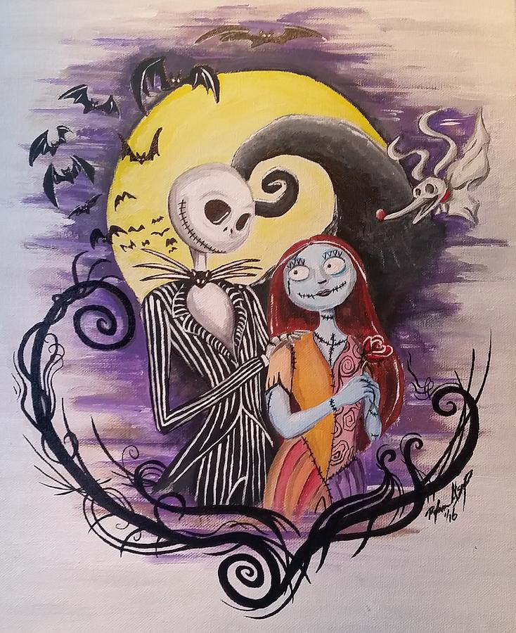 734x900 Jack And Sally Painting By Ryan Alsup - Jack And Sally Painting