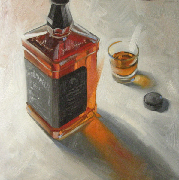 596x599 Claudia Hammer, A Painting A Day Jack Daniel's Old No. 7 12x12 Oil - Jack Daniels Painting