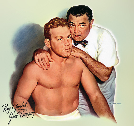 563x530 Plan59 1950s Pro Wrestlers Ray Gunkel And Jack Dempsey - Jack Dempsey Painting