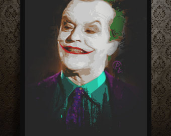 340x270 Heath Ledger Affiche Etsy - Jack Nicholson Joker Painting