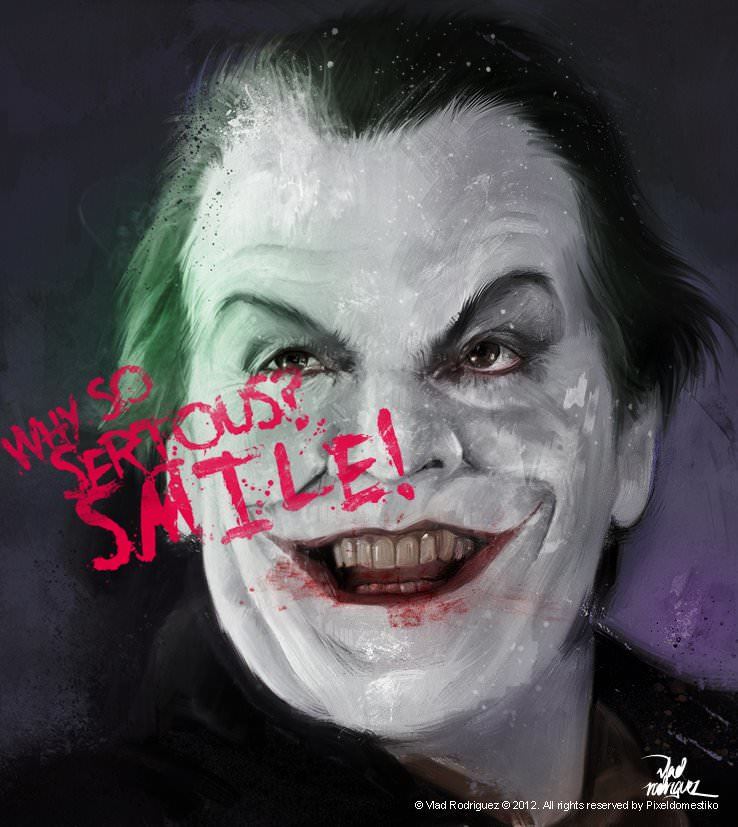 738x827 Photoshop Artist Vlad Rodriguez Paints Jack Nicholson As The Joker - Jack Nicholson Joker Painting