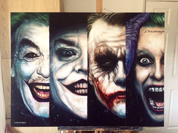 600x450 Batman, Superman And Joker Paintings By Ben Jeffery - Jack Nicholson Joker Painting