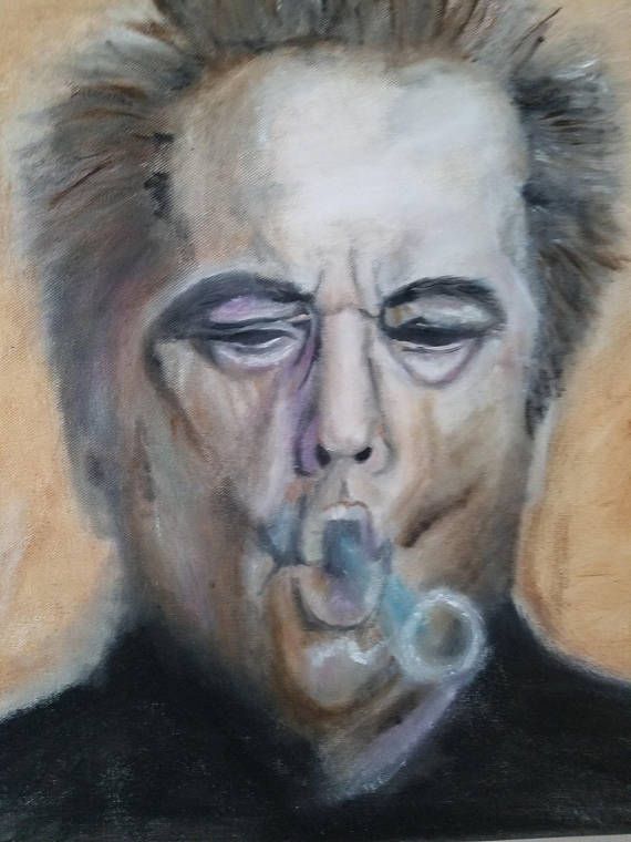 570x760 Jack Nicholson Painting Portrait Original Canvas Wall Art Smoking - Jack Nicholson Painting